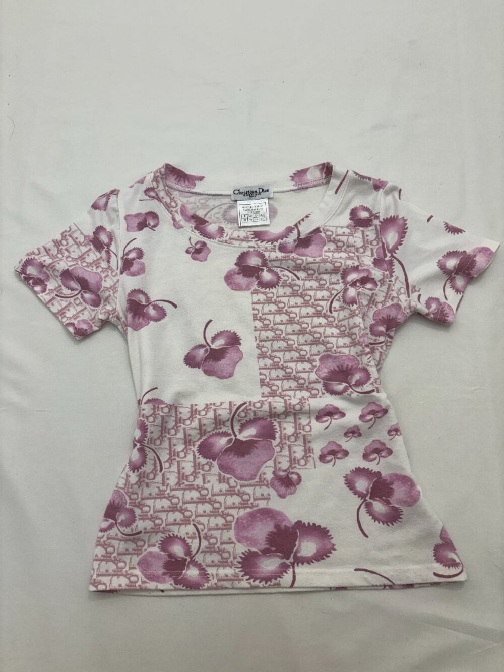 Vintage Christian Dior Pink Floral Trotter T-Shirt